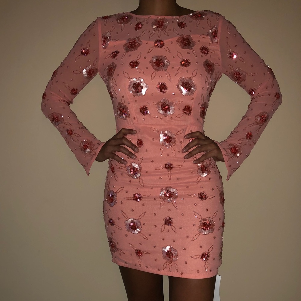 Hand Beaded Peach Dress